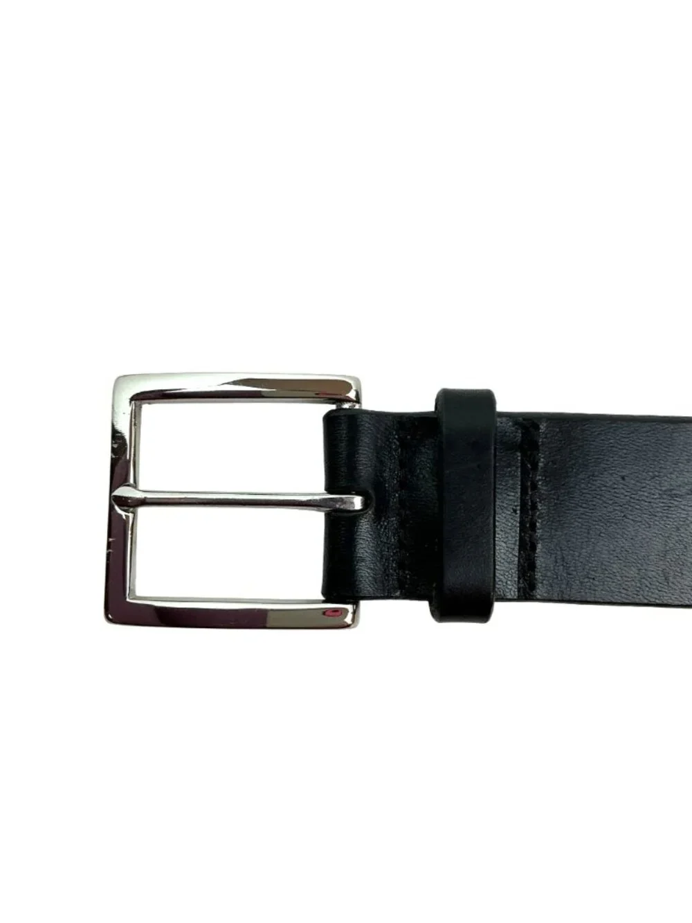 Banana Republic Smooth Italian Leather Belt Solid Brass Buckle Mens 32 Black